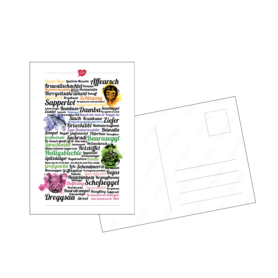 Postkarte/Aufkleber Schwätzbänkle Flüche und Schimpfwörter Postkarte/Aufkleber Schwätzbänkle Flüche und Schimpfwörter