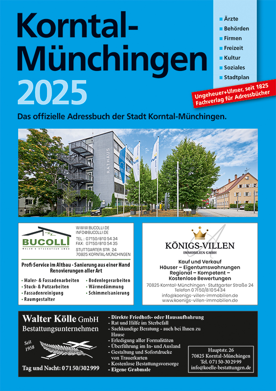 Adressbuch Korntal-Münchigen 2025. Das offizielle Adressbuch der Stadt Korntal-Münchingen. Adressbuch Korntal-Münchigen 2025. Das offizielle Adressbuch der Stadt Korntal-Münchingen.