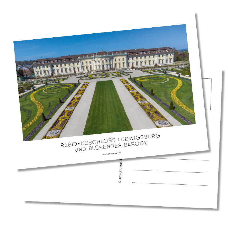 Postkarte Luftbild Blühendes Barock – Frontansicht Postkarte Luftbild Blühendes Barock – Frontansicht