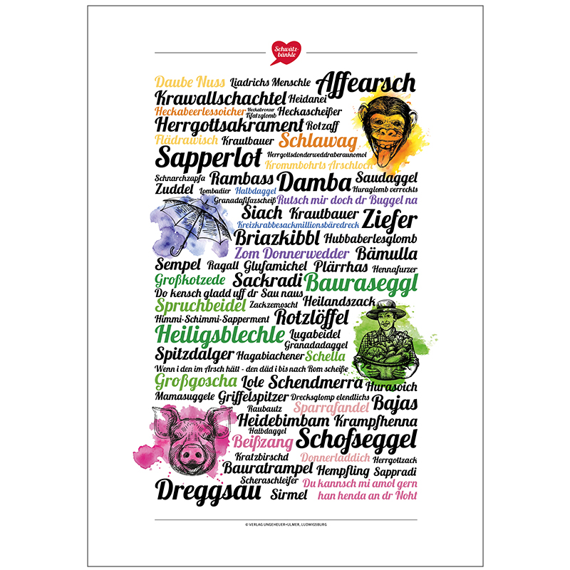 Poster Schwätzbänkle schwäbische Flüche und Schimpfwörter