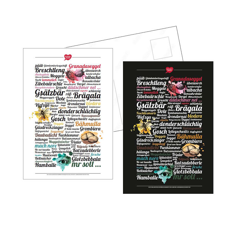 Postkarte/Aufkleber Schwätzbänkle schwäbische Lieblingsbegriffe Postkarte/Aufkleber Schwätzbänkle schwäbische Lieblingsbegriffe