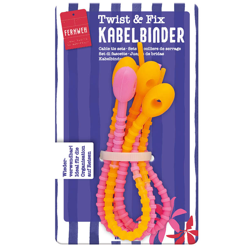 Fernweh Twist und Fix Kabelbinder Neon