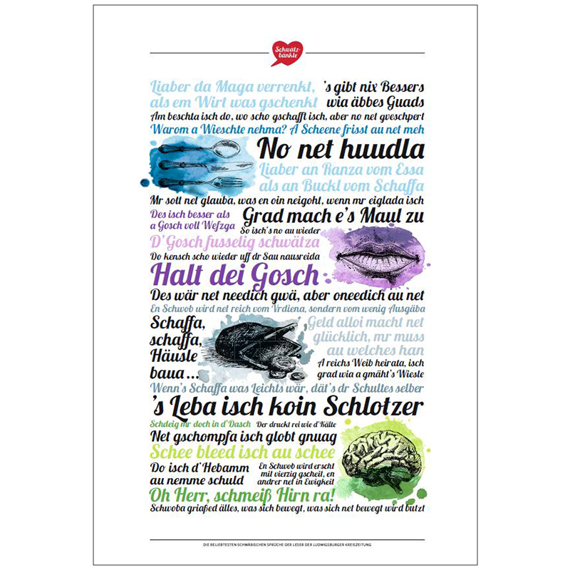 Poster Schwätzbänkle schwäbische Lieblingssprüche