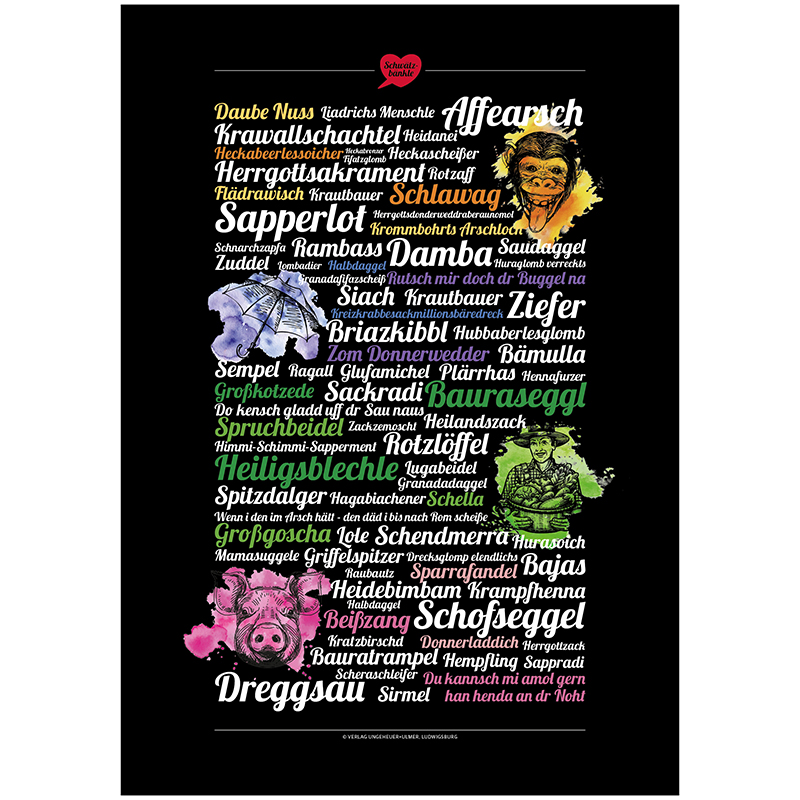 Poster Schwätzbänkle schwäbische Flüche und Schimpfwörter