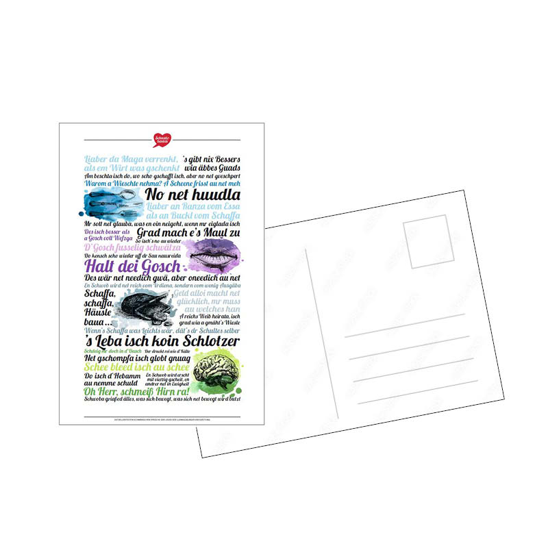 Postkarte/Aufkleber Schwätzbänkle schwäbische Lieblingssprüche