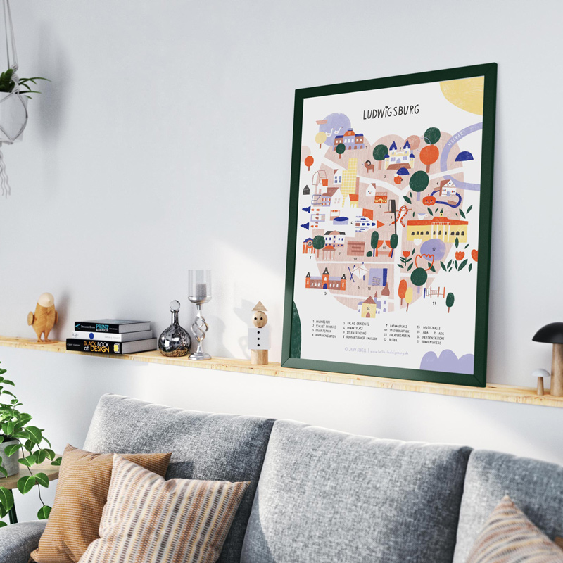 Illustriertes City-Poster von Ludwigsburg Illustriertes City-Poster von Ludwigsburg